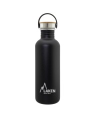 Basic Steel Bottle 1L ,Bamboo S/S Cap - Black