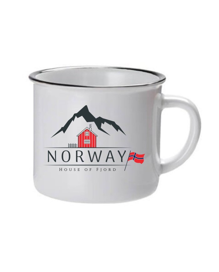 Smaltovaný hrnček - Fjord domček