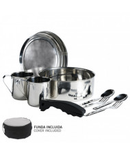 St. steel cooking set 20 cm. with neoprene cover.