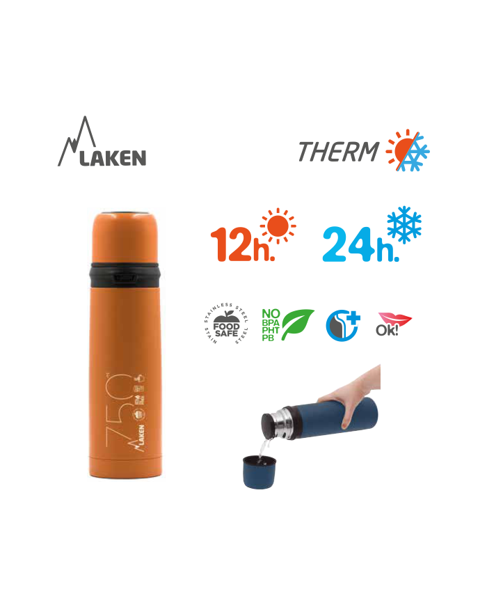 LAKEN THERMO NEREZOVÁ FĽAŠA 500ML MODRÁ + NEOPRÉN