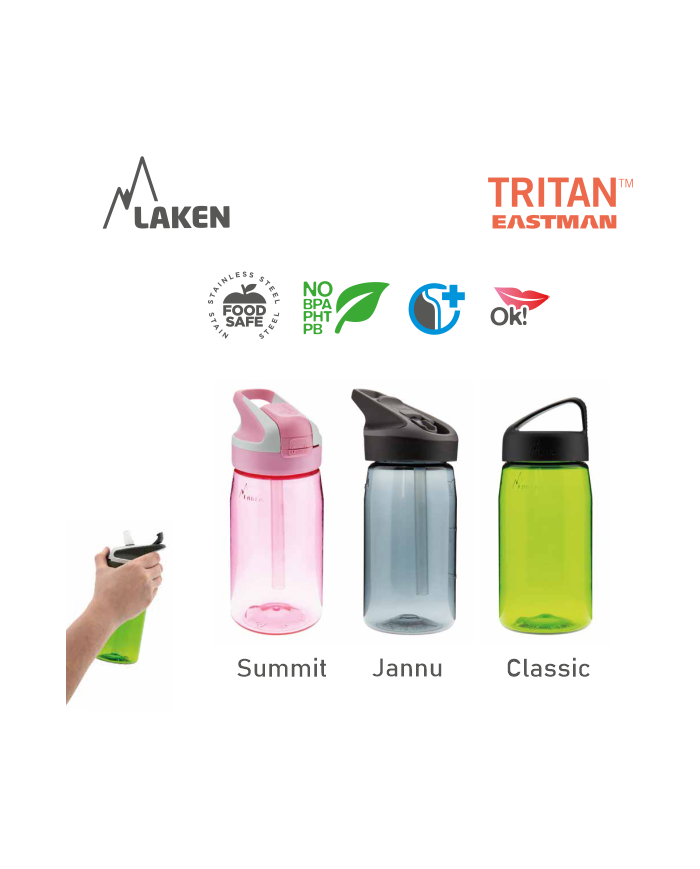LAKEN TRITAN SUMMIT PLASTOVÁ FĽAŠA 450ML SIVÁ BPA FREE