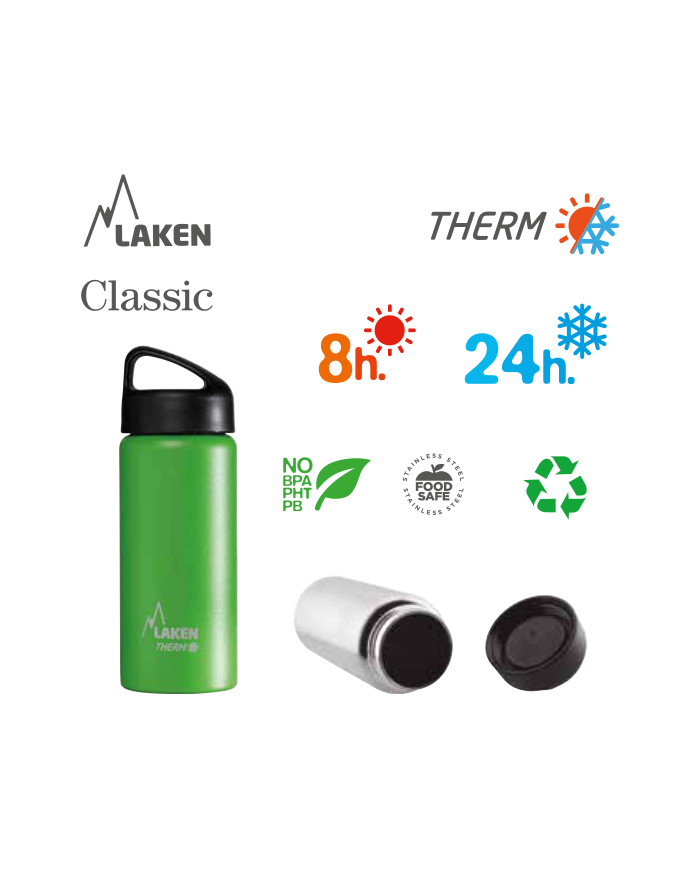 St. steel thermo bottle 18/8  - 0,5L  - Green