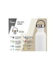 Basic Stahlflasche 750ml ,Bamboo S/S Cap - Schwarz