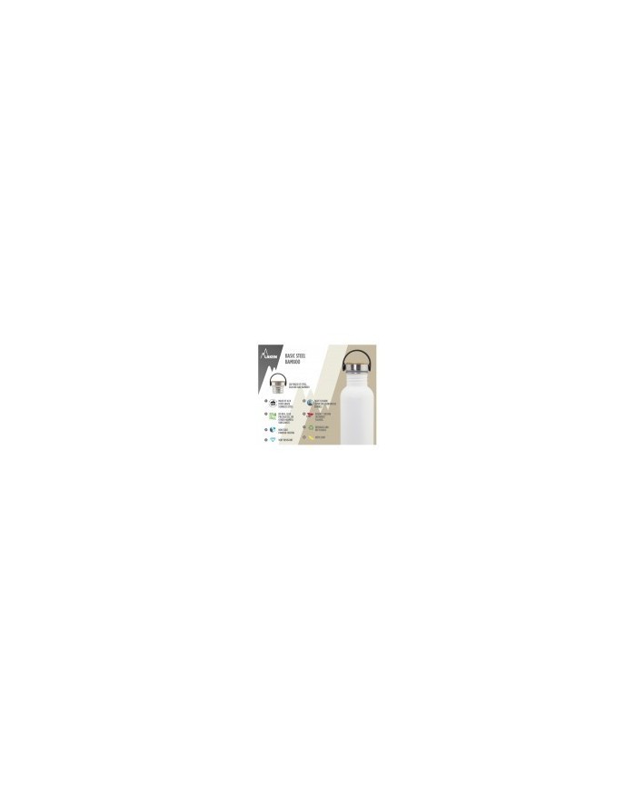 Basic Stahlflasche 750ml ,Bamboo S/S Cap - Schwarz