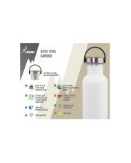 Basic Stahlflasche 750ml ,Bamboo S/S Cap - Schwarz